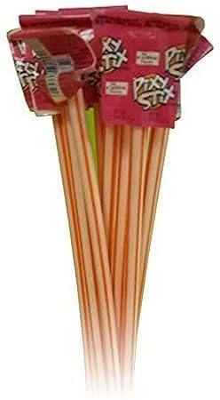 12 Giant Pixy Silly Stix - Orange Flavor - 15 Inches - Sweet and Sour Sugar Filled Candy Straws