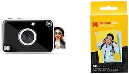 Kodak Printomatic+ Instant Print Digital Camera (Black) and Kodak 2 x 3 Premium Zink Photo Paper 50-Pack