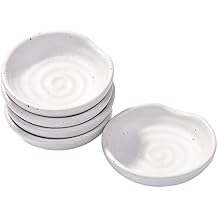 3.1 Inch Porcelain Side Dish Bowl Seasoning Dishes Soy Sauce Dishes Dipping Sauce Bowls-Set of 5,Soy Sauce Dish with Mouth(White)
