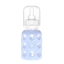 Lifefactory Glass Baby Bottle with Stage 1 Nipple and Protective Silicone Sleeve Blanket 4 Oz