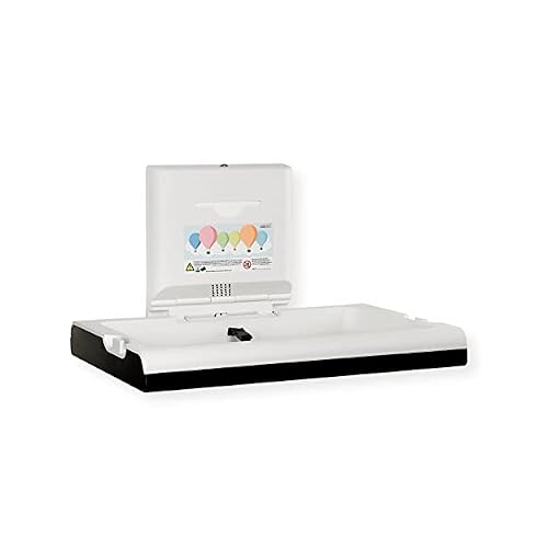CP0016HCSB-I-ASTM BabyMedi Horizontal Surface-Mounted Modern Baby Changing Station with Ionizer, BlackSatin Finish; Liner Dispenser; Frontal Stainless Steel Chassis; OpenClose Mechanism