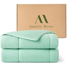 Amelie Home Cooling Comforter Queen Size, Dual-Sided Lightweight Cooling Blanket for Hot Sleepers, Q-Max 0.43 Breathable Cooling Quilt for Night Sweats, 90" x 90", Heather Mint Green