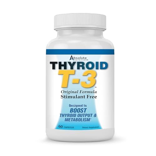 Absolute Nutrition Fat Burning Metabolism Boosting Supplement, Thyroid T-3, 60 Capsules, Off-white, 120