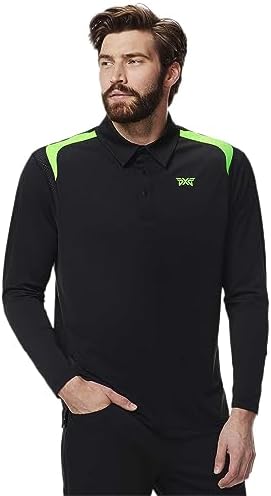 PXG Mens Long Sleeve Airo Lightweight Golf Polo Shirt