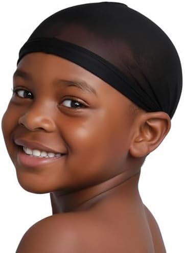Titan Kids Stocking Wave Cap 2PCS Soft & Smooth Nylon Wave Cap for Boys and Girls, Stretchable & Breathable Hair Cover, Gentle Hair Protection for Waves, Braids, and Everyday Styles, Black