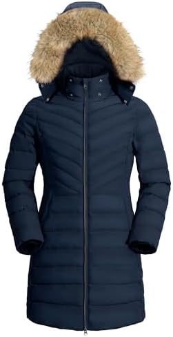 Pioneer Camp Womens Winter Coats Warm Thicken Long Puffer Jacket Waterproof Quilted Parka with Removable Faux Fur Hood