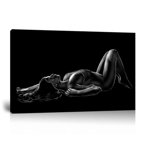 Sexy Wall Decor for Bedroom Black and White Nude Women Wall Art Abstract Pictures Prints Artwork for Apartment Bar Hotel Home Decorations Framed Ready to Hang 28L x 44W
