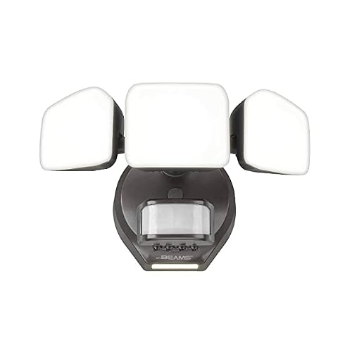 Beams 4100 Lumen 3-Head Outdoor Motion Sensing LED Security Light with Cascading Wall Wash, 1-Pack, Bronze