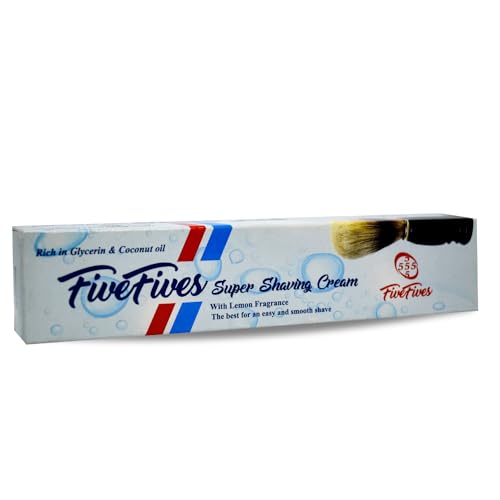 Five Fives Lather Shave Cream Cool Shaving Cream 55555 Each Tube 50 gm Glycerin Coconut Oil For A Smoother And Closer Shave 55555 Made In Egypt 5.29 oz  150 gm Total 3 Pack
