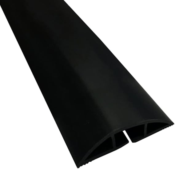 Kable Kontrol Floor Cord Cover kit - 6 Feet Long Black Plastic Cable Protector, Hides Cords and Conceals Wires, for Extension Cord Cable Management, Channel Size 0.75 W x 0.43 H