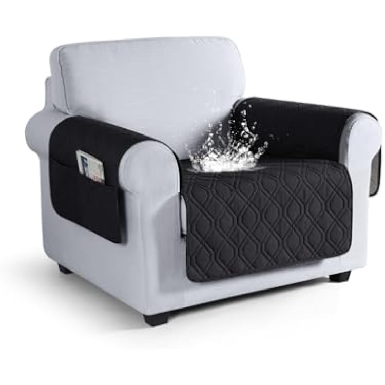 VANSOFY Couch Cover, Waterproof Sofa Covers Washable Slipcover Furniture Protector Couch Seat Covers Non-Slip Couch Cover for Dogs, PetsChair, Black