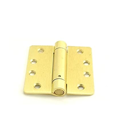 Hager 125144.1 4" x 4" Full Mortise Single Acting 1/4" Radius Corner Spring Hinge Single Box # 037466 Satin Brass Finish