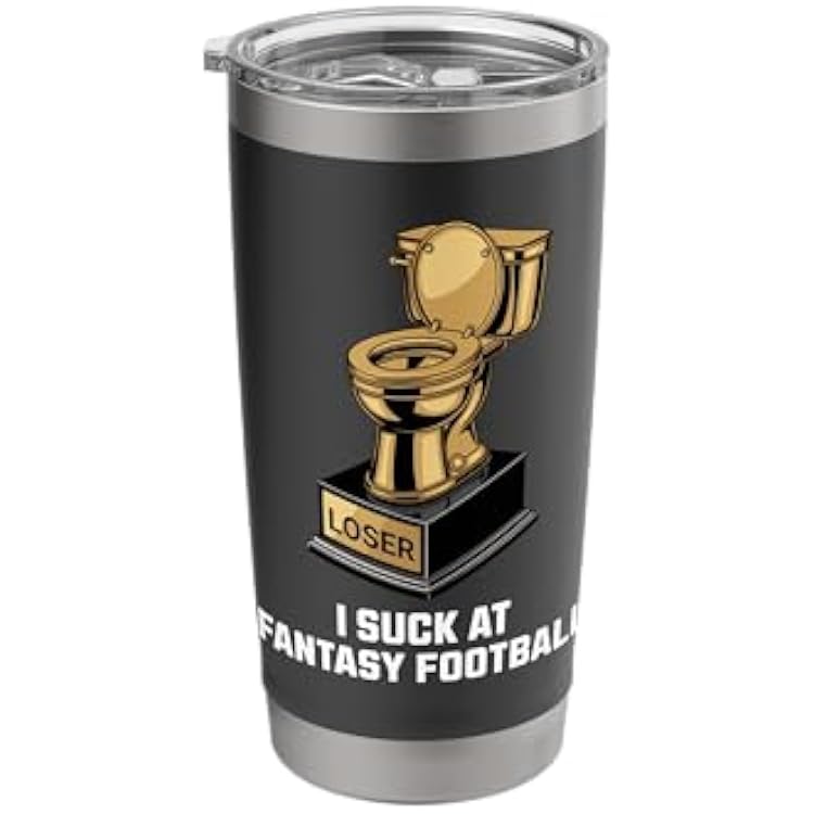 I Suck At Fantasy Football Golden Toilet Loser Trophy Prize Stainless Steel Insulated Tumbler