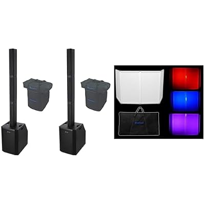 Rockville Titan Array System V2 Bundle: 2 3200W Peak800W RMS Wireless Column Array Speakers wDual 10 in Subs, RFAAW 112 x 48 in Aluminum DJ Event Facade Booth wBag & White Scrims, 3-items