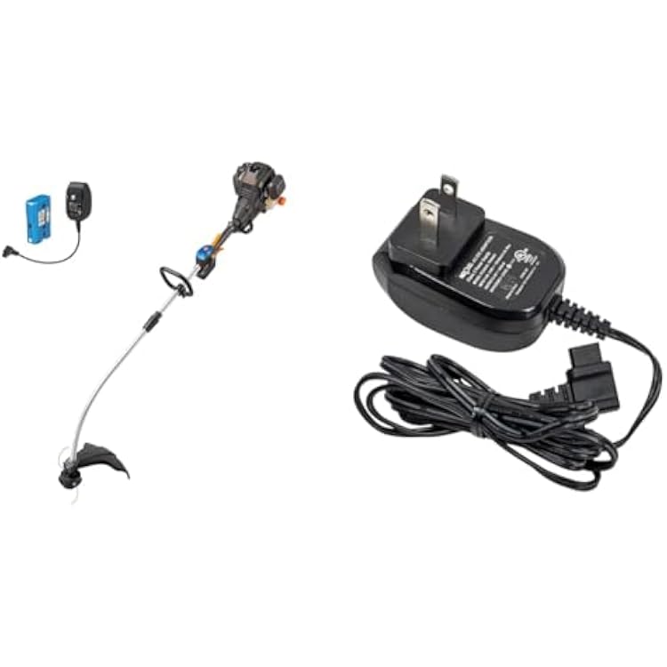LawnMaster NPTGCP2517B No-Pull Gas String Trimmer with Electric Start 25cc 2 Cycle,17-Inch & NO-Pull Battery Charger YLS0042-T084045