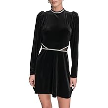 BCBGeneration Women's Long Sleeve Jewel Neck Faux Cutout Velvet Mini Dress
