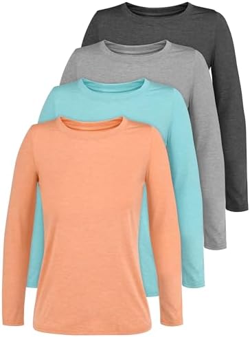 Cooraby Girls Long Sleeve Shirt Athletic Active Dry Fit Crew Neck T-Shirt Soft Activewear Shirts for Youth Teens Girls