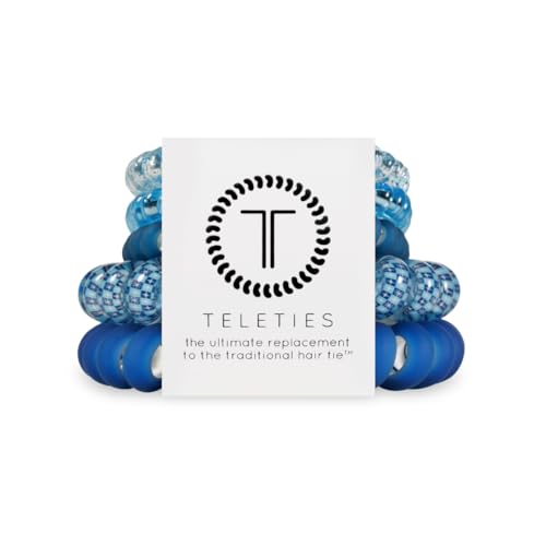 TELETIES - Mixed Spiral Hair Coils - Holiday Collection - Ponytail Holder Hair Ties for Women - Phone Cord Hair Ties - Strong Grip, No Rip, Water Resistant, No Crease - Mixed 5 pack - Mazel!