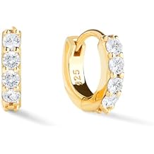 Ana Luisa Huggie Hoop Earrings - Sterling Silver Single & Stacked Double Hoop for Women - 14K Gold Plated, Silver Rhodium & Two-Tone for Daily Wear - Hypoallergenic, Water-Resistant, Tarnish-Free