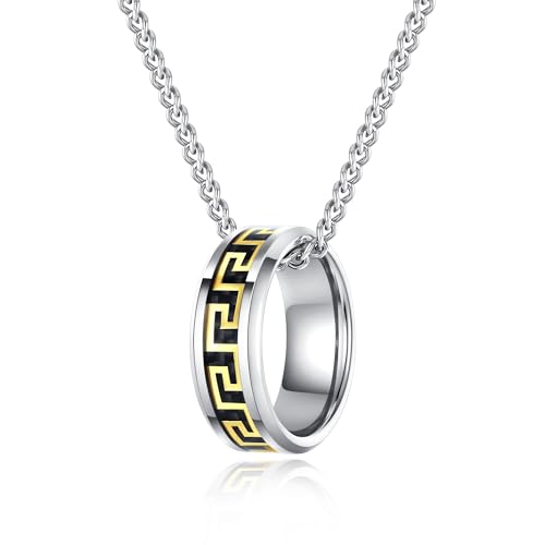 GAVU Tungsten Necklace for Men, Mens Ring Necklace 2224