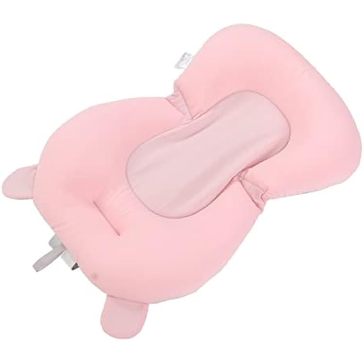 Baby Bath Seat Cushion, Infant Bath Supporter Soft Adjustable Fixation for Toddler for Bathroom Pink Bear