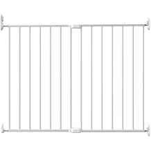 Adjustable Pet Safety Swing Gate, Hardware-Mounted Metal Gate for Stairs and Doorways, Secure Latch for Pets (White, 24"-40.5" W x 28.75" H)