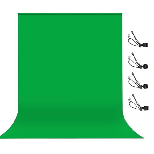 10x12ft Background Photography Backdrop Screen, Chromakey Backdrops for Photo Video Studio, Zoom, YouTube, with 4 x Backdrop Clip Green