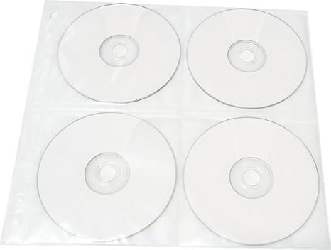 25-Pack 8 Disc CD DVD Poly Sleeves 3 Ring Binder Pages - 200 Disc Capacity (White), for Oversized Binders Only