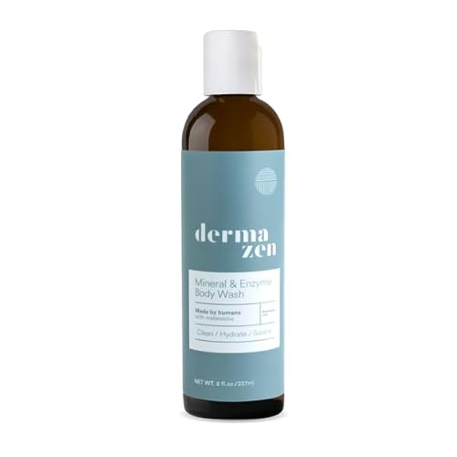 Dermazen Natural Mineral & Enzyme Body Wash for Men & Women | Malassezia Safe | Gentle, Hydrating & Nourishing Cleanser wPapaya & Cucumber for Soft, Radiant Skin Sulfate & Paraben Free, 8 fl oz