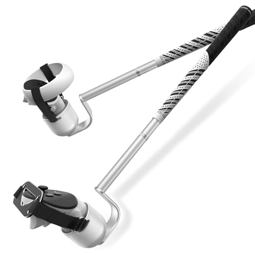 VR Golf Club Attachment for Meta Quest32Quest 3S Aluminium Alloy,90 Degree,Unblock Signal,1:1 Molded Controller Adapter & Fixed Plate Adjustable in Length