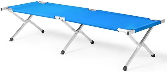 Camp Bed, Portable Folding Camping Cot for Adults,Indoor Outdoor Portable Sleeping Cot for Hiking, Camping with Carrying Bag (Sky Blue)