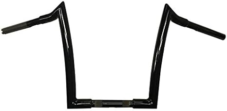 Dominator Industries 1 1/4 inch Meathook Ape Hanger Handlebar, 10 inch Rise, Gloss Black Compatible With 1996-2022 Dyna, Softail, Sportster and 1998-2013 Road Glide