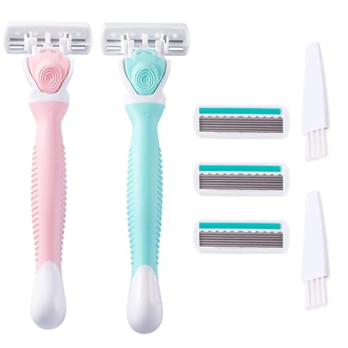 Razors for Women Hair Removal Beauty Razor Bikini Area Shaver Lady Manual Shaving Knife Armpit Hair Knife Waterproof Non-Slip Trimmer Premium Shaving Razor Set with 4 Blade Refills for Travel Carry