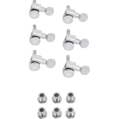 Fender Deluxe Locking Staggered Guitar Tuners, Vintage Buttons, Chrome