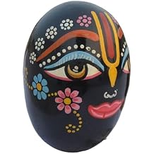 2.75" Inch Painted Shaligram Krishna Stone for Home Pooja Ritual, Krishna Idol Nepal