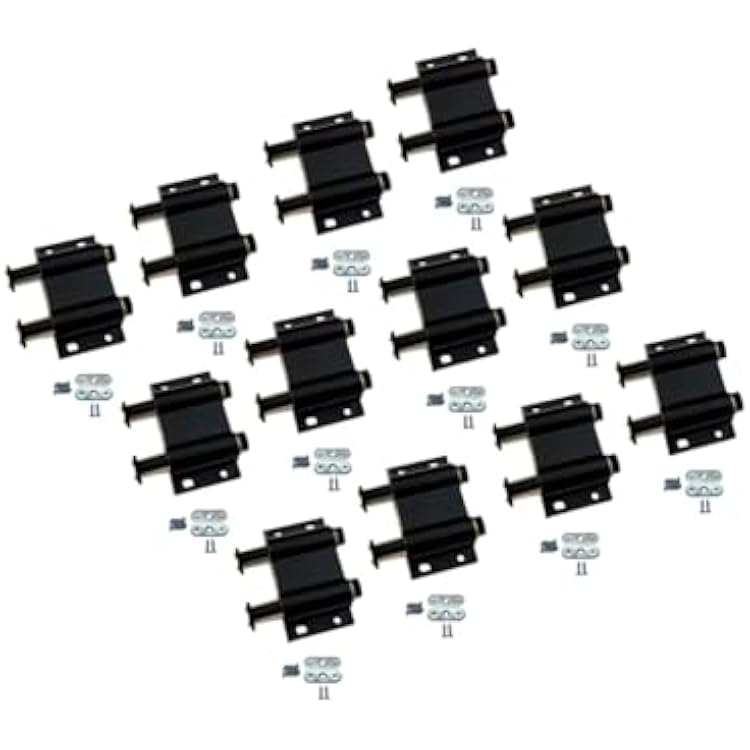 QCAA Magnetic Touch Latch for Cabinet, Push to Open, Double Barrel, Black, 12 Pack, Made in Taiwan