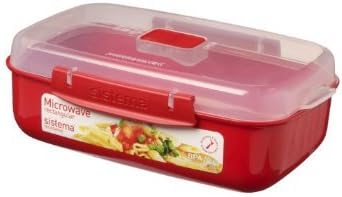 Sistema 2 X 1.25 Litre Microwave Safe Rectangular Food Storage Containers, 9.13in x 5.87in x 3.07in, Practical Style