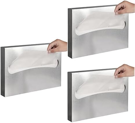 3 Pack Toilet Seat Cover Dispenser,Commercial Stainless Steel Brushed Toilet Seat Cover Holder for Disposable Toilet Seat Covers Wall Mount for Bathroom Restroom