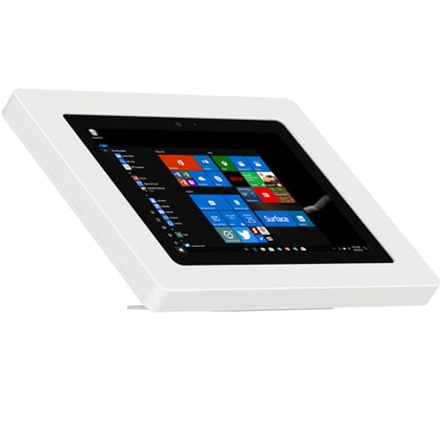 VidaMount White Enclosure and Adjustable Tilt and Swivel DeskTable Mount [Bundle] Compatible with Microsoft Surface Go, Go 2, Go 3 & Go 4
