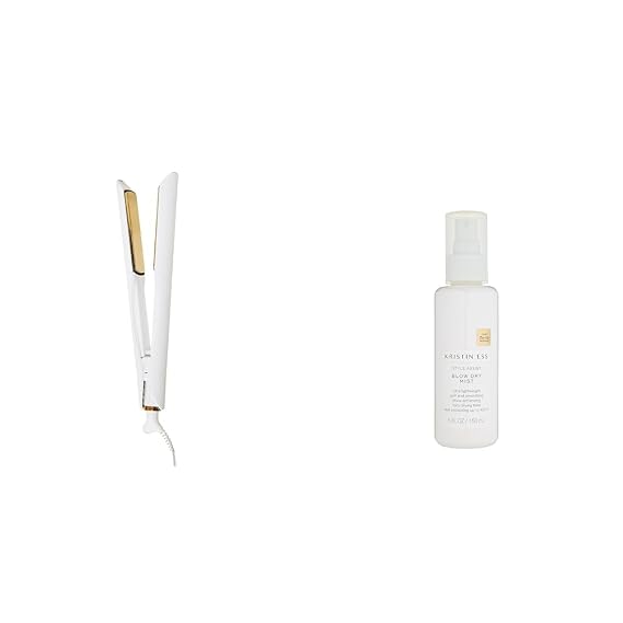 Kristin Ess Hair 3-in-One Titanium Flat Iron Hair Straightener, Curler and Waver & Style Assist Blow Dry Mist Heat Protectant Spray for Hair
