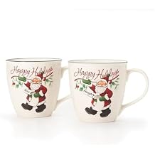 Pfaltzgraff Winterberry Mug Porcelain Naughty And Nice (Set of 2), 20 oz, Assorted -