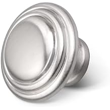 Brushed Nickel Drawer Knobs 6 Pack, Round Kitchen Cabinet Knobs, Solid Zinc Alloy Dresser Handle Pulls, Diameter: 1.32 Inch(33.5mm)