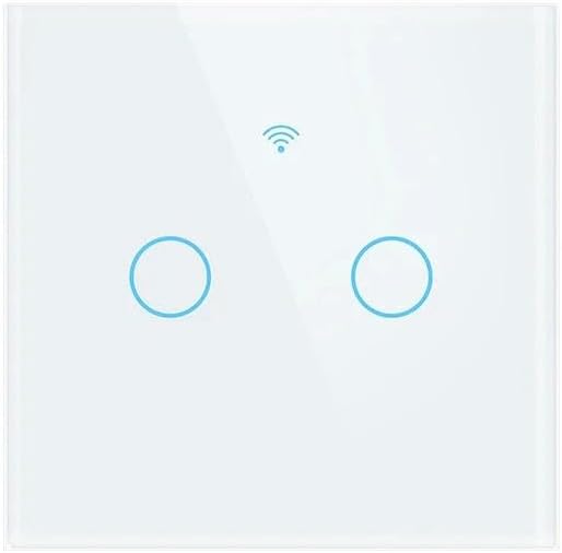 WiFi Light Wall Switch Tuya Smart Touch Sensor Glass Panel Remote Control Intelligence Voice Control Smart Switch-EU-White-2 Gang