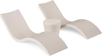 Ledge Lounger Signature Chaise Set of 2 + Affinity Side Table in Pool Lounger Designed for Shallow Shelves Up to 9 Outdoor Patio Sun Shelf & Poolside Furniture Bundle (Cloud)