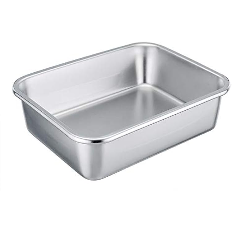TeamFar Rectangular Cake Pan Brownie Pan, Stainless Steel Lasagna Casserole Baking Pan, 8x10x3, Rust Free & Non Toxic, Easy Clean & Dishwasher Safe