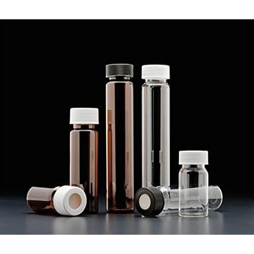 JG Finneran 9A-102-2 Amber Borosilicate Glass Precleaned VOA Vial with White Polypropylene Open Top Closure and 0.125 PTFESilicone Septa, 24-414mm Cap Size, 40mL Capacity Pack of 72