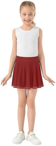 Yuiboo Maroon Brown Girls Athletic Skort with Shorts Active Skort for Little Girl Sports Skirts for Kids