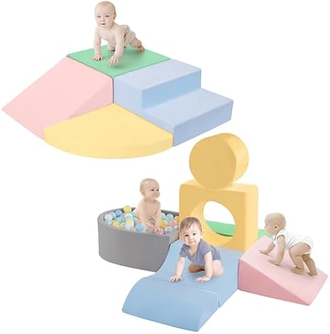 CAMELUS Climbing Toys for 1 Year Old, Foam Baby Climbing Blocks (6- Piece) + (4-Piece)