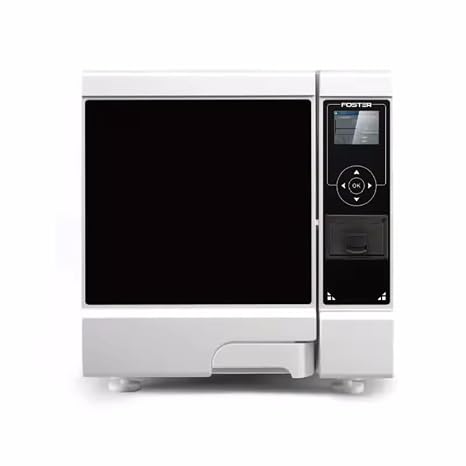 Class B Autoclave 8L 12L Automatic Autoclave Steam Sterilizer, Vacuum Drying Function, LCD Display Panel,Built-in Printer,Double Door Locking (8L)