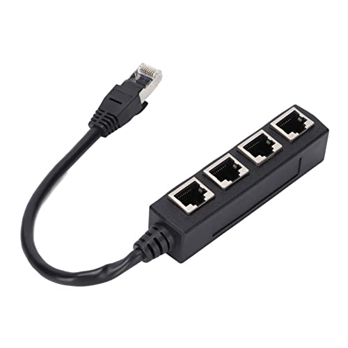 Pissente Cable Adapter, RJ45 Splitter Adapter 1 to 4 Port Smooth Excellent Connection Network Cable Adapter, PCB Board Ethernet Adapter for Homes and Offices Broadband Connections